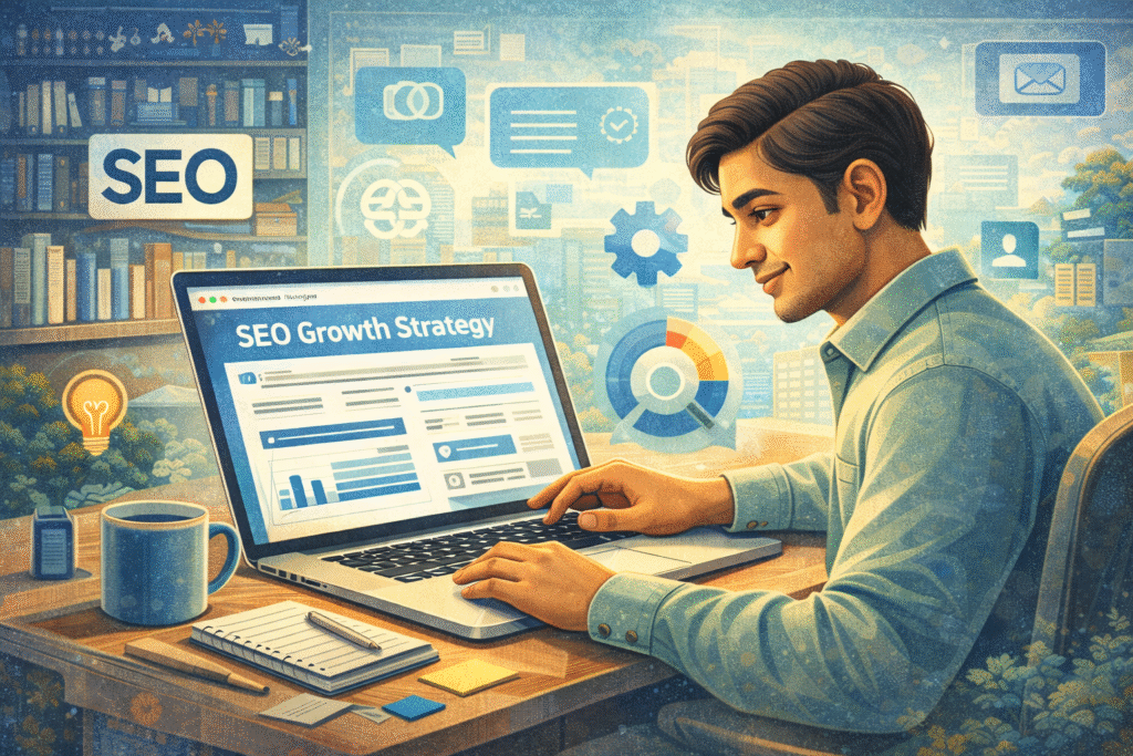 digital marketing and SEO analytics dashboard showing website traffic growth in Bangladesh