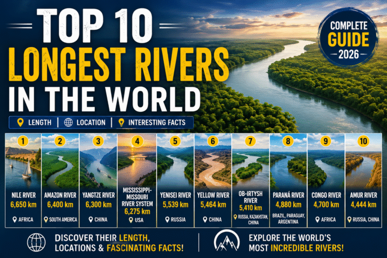 Top 10 longest rivers in the world infographic.