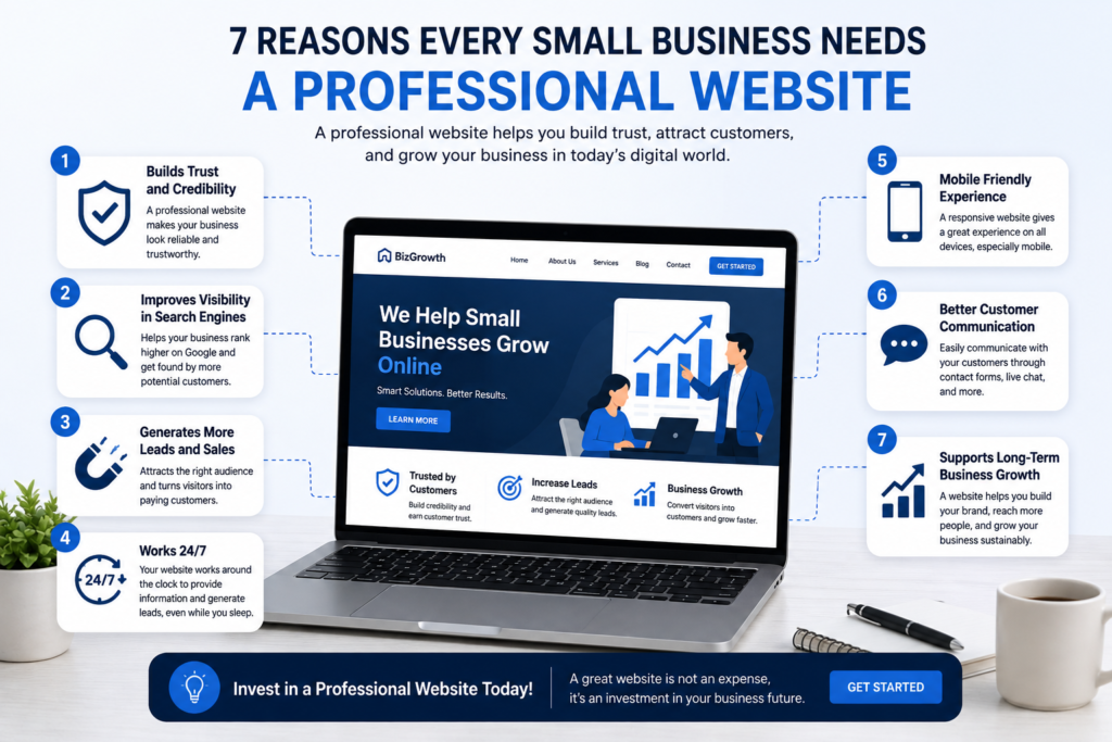 7 reasons every small business needs a professional website to build trust, improve SEO, generate leads, and grow online in 2026