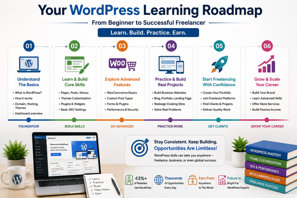 WordPress learning roadmap from beginner to freelancer
