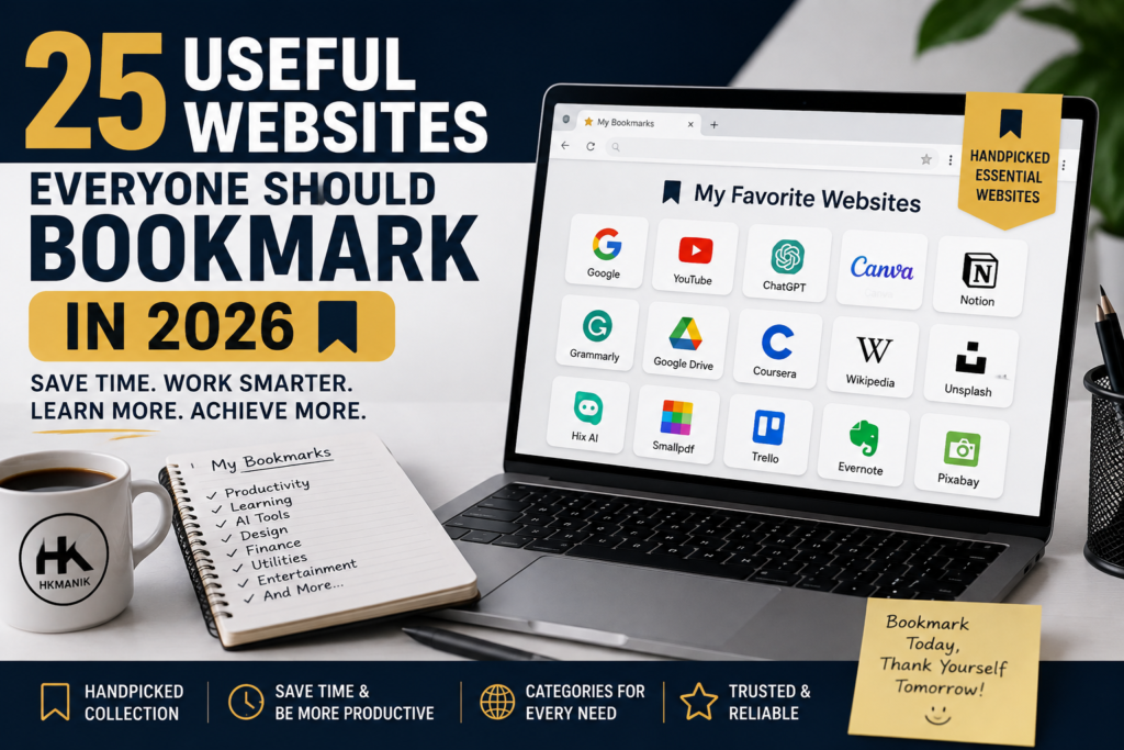 25 useful websites everyone should bookmark in 2026 for productivity, learning, AI, design and everyday tasks