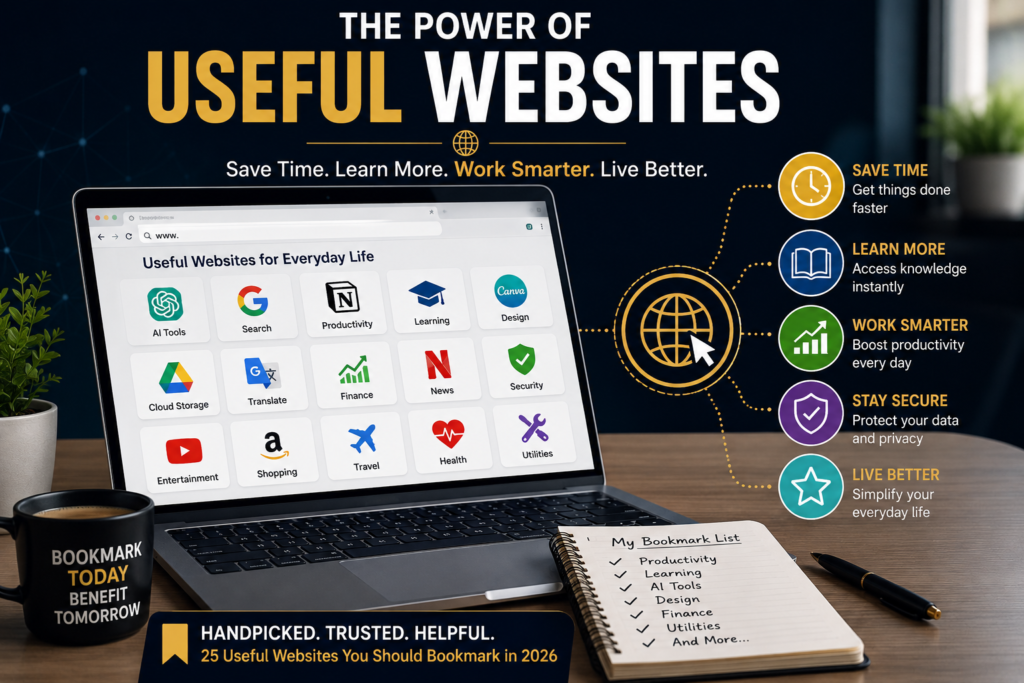 Useful websites for productivity, learning, AI tools, design, finance and everyday tasks in 2026