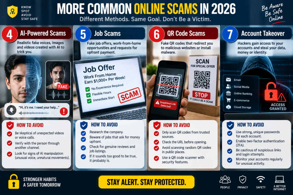Online shopping scam warning showing a fake deal and tips to avoid fraudulent websites and purchases